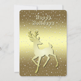 Golden Reindeer Snowy Holiday Card Feiertagskarte
