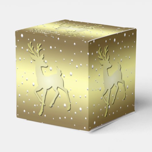 Golden Reindeer Snowy Holiday Favor Box Geschenkschachtel (Rückseite)