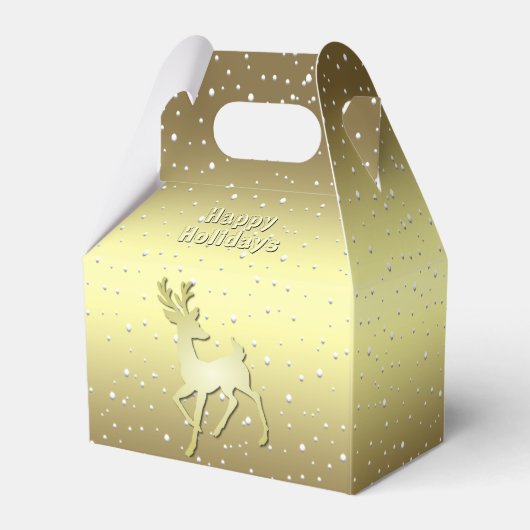 Golden Reindeer Snowy Holiday Favor Box Geschenkschachtel (Rückseite)