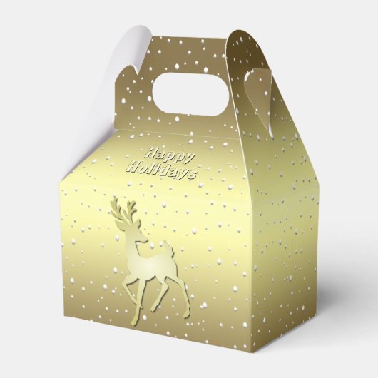 Golden Reindeer Snowy Holiday Favor Box Geschenkschachtel (Vorderseite)