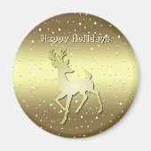Golden Reindeer Snowy Holiday Magnet (Vorne)