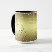 Golden Reindeer Snowy Holiday Mug Tasse (Vorderseite Links)