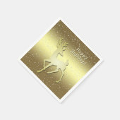 Golden Reindeer Snowy Holiday Napkin Serviette (Ecke)