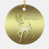 Golden Reindeer Snowy Holiday Ornament (Vorne)