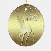 Golden Reindeer Snowy Holiday Ornament (Links)