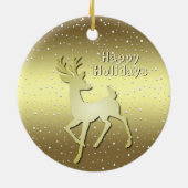 Golden Reindeer Snowy Holiday Ornament (Hinten)