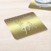 Golden Reindeer Snowy Holiday Paper Coaster Rechteckiger Pappuntersetzer (angewinkelt)