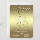 Golden Reindeer Snowy Holiday Party Invitation Einladung (Vorderseite)