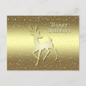 Golden Reindeer Snowy Holiday Postcard Postkarte (Vorderseite)