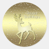 Golden Reindeer Snowy Holiday Sticker (Vorderseite)
