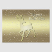 Golden Reindeer Snowy Holiday Tissue Paper Seidenpapier (Vorderseite)