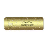 Golden Reindeer Snowy Return Address Label (Vorne)