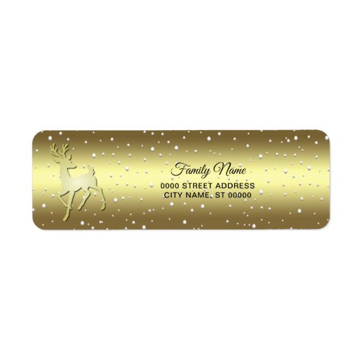 Golden Reindeer Snowy Return Address Label (Vorne)
