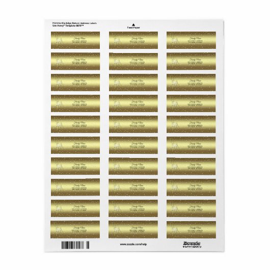 Golden Reindeer Snowy Return Address Label (Vorne)