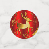 Golden Rentier am Roten Weihnachten Konfetti (Klein Vorderseite)