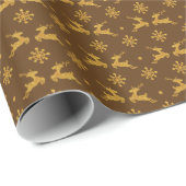 Golden Rentier Brown Wrapping Paper Geschenkpapier (Rolleneckpunkt)