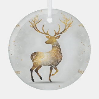 Golden Rentier Ornament Aus Glas