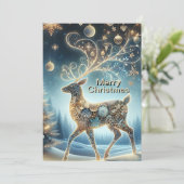 Golden Rentier Weihnachtsfeiern Feiertagskarte (Stehend Vorderseite)