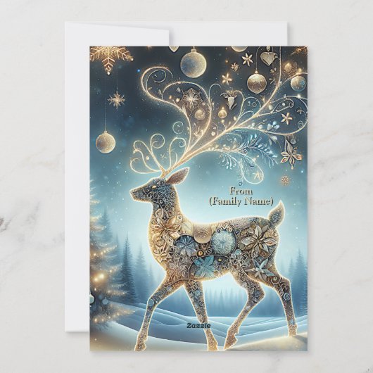 Golden Rentier Weihnachtsfeiern Feiertagskarte (Rückseite)