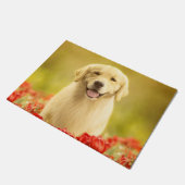 Golden Retirever in Roten Blume Fußmatte (Schrägansicht)