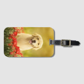 Golden Retirever in Roten Blume Gepäckanhänger (Vorderseite (Horizontal))