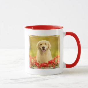 Golden Retirever in Roten Blume Tasse