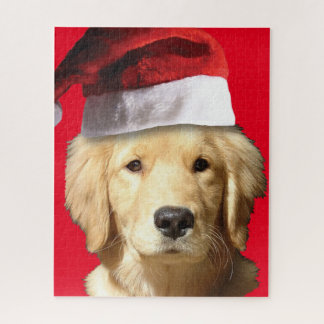 Golden Retreifer mit einem Santa Claus-Hut Puzzle