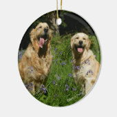 Golden Retreivers in Gras Keramik Ornament (Links)