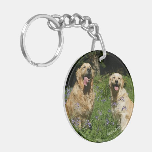 Golden Retreivers in Gras Schlüsselanhänger (Vorderseite links)
