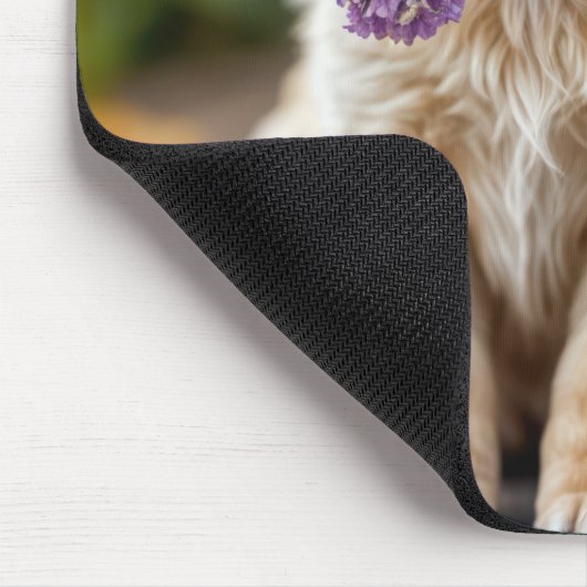 Golden Retrieve Welpe mit Lilacs Mousepad (Ecke)