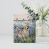 Golden Retriever10 - An der Seine Postkarte (Stehend Vorderseite)