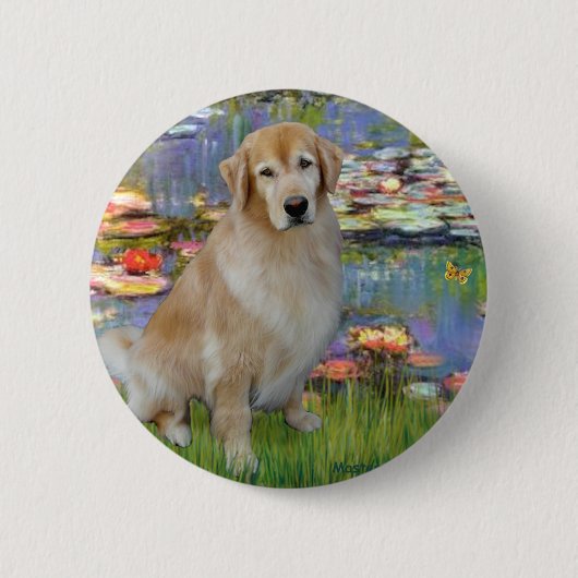 Golden Retriever #10 - Lilies #2 Button (Vorderseite)