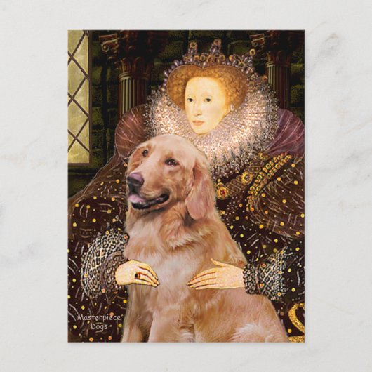 Golden Retriever #1 - Königin Elizabeth I Postkarte (Vorderseite)