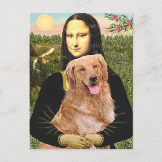 Golden Retriever 2 - Mona Lisa Postkarte (Vorderseite)