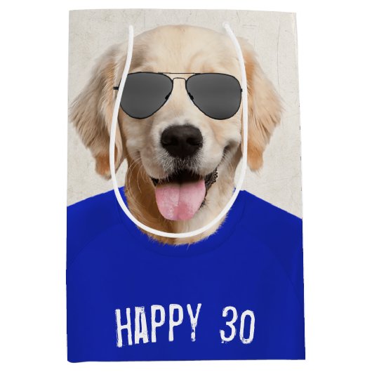 Golden Retriever 30. Geburtstag Mittlere Geschenkt Mittlere Geschenktüte (Vorderseite)