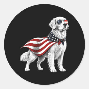 Golden Retriever 4. Juli Amerikanische Flagge Hund Runder Aufkleber