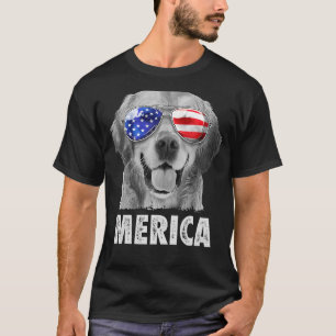Golden Retriever 4. Juli Merica American Flag T-Shirt