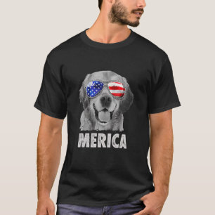 Golden Retriever 4. Juli Merica American Flag T-Shirt