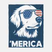Golden Retriever 4. Juli Merica Fleecedecke (Vorderseite)