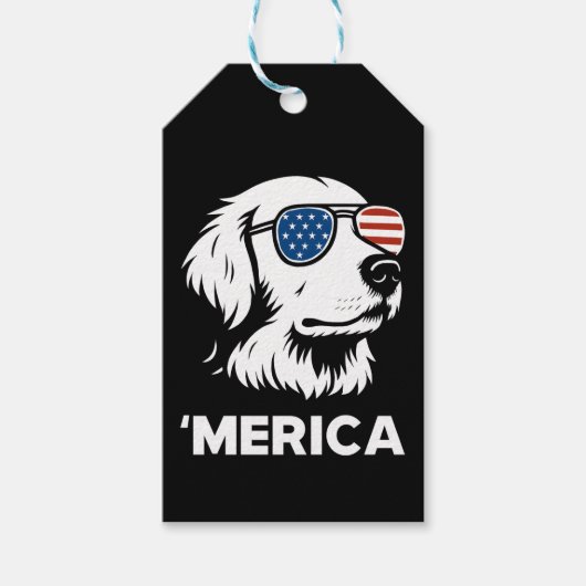 Golden Retriever 4. Juli Merica Geschenkanhänger (Vorderseite)