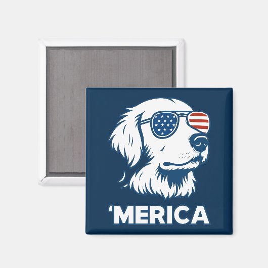 Golden Retriever 4. Juli Merica Magnet (Vorderseite/Rückseite)