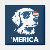 Golden Retriever 4. Juli Merica Magnet (Vorne)