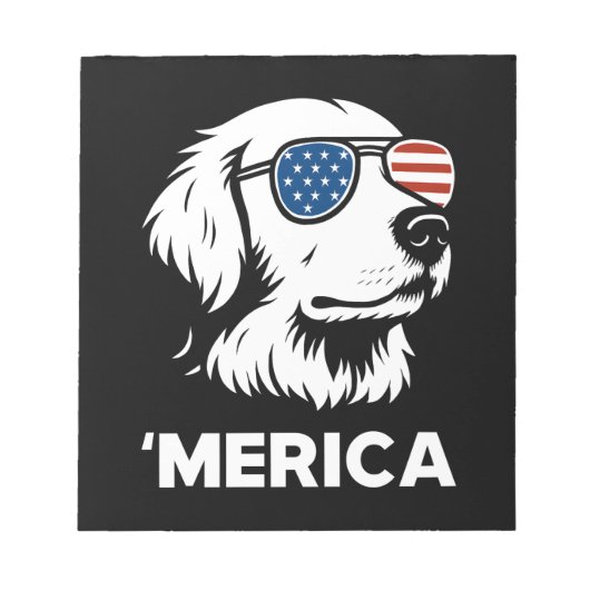 Golden Retriever 4. Juli Merica Notizblock (Vorderseite)