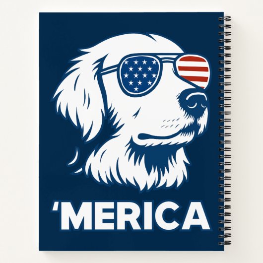 Golden Retriever 4. Juli Merica Notizblock (Rückseite)