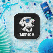 Golden Retriever 4. Juli Merica Pappteller (Party)