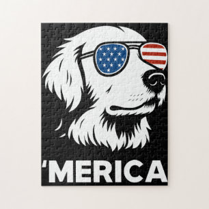 Golden Retriever 4. Juli Merica Puzzle