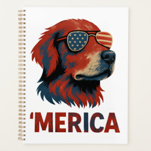Golden Retriever 4. Juli Merica T-Shirt Planer