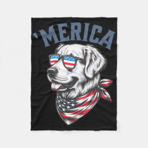 Golden Retriever 4. Juli Merica USA Sonnenbrille Fleecedecke