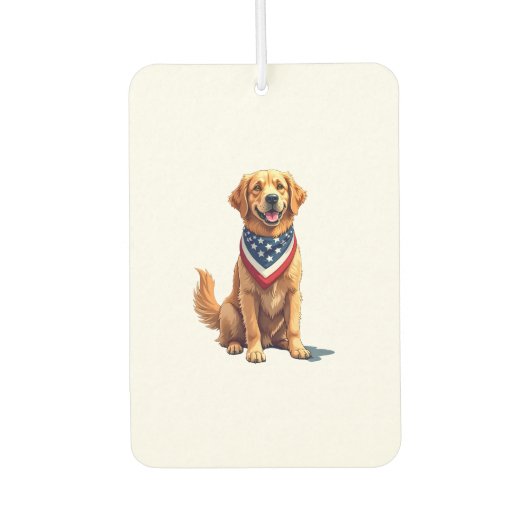 Golden Retriever 4. Juli Vintage Patriotisches T-S Autolufterfrischer (Vorderseite)