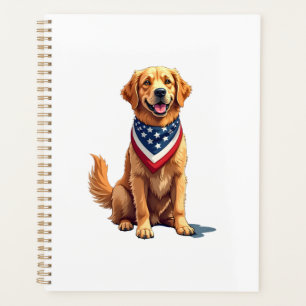 Golden Retriever 4. Juli Vintage Patriotisches T-S Planer